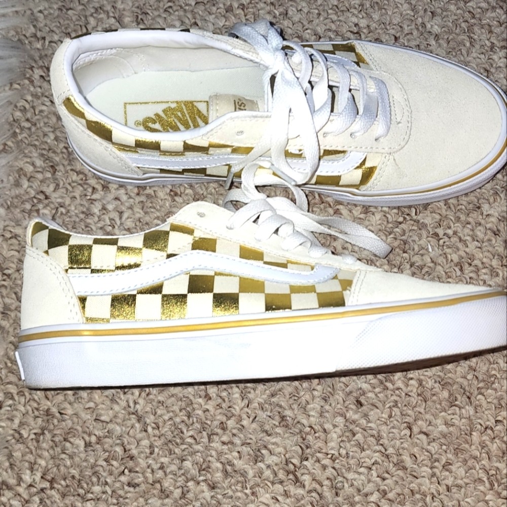 Vans women's 6.5 cream white and gold